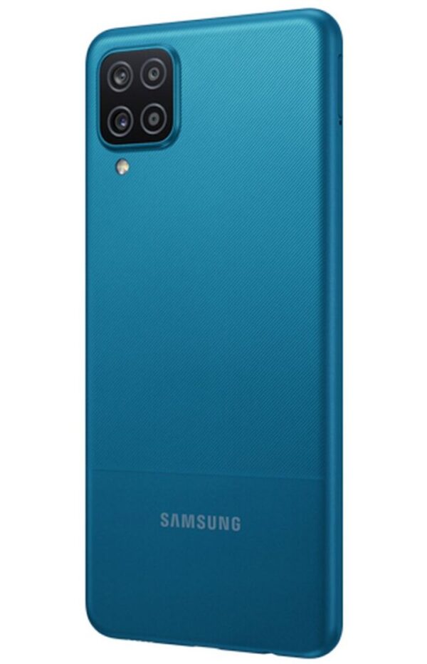 Samsung Galaxy A12 - Blauw - Achterkantkant Schreef rechts