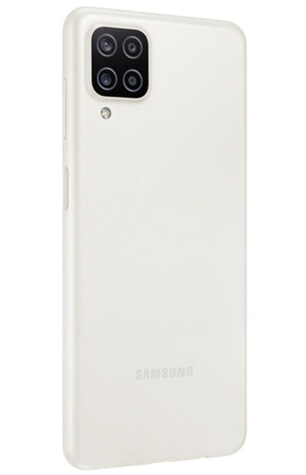 Samsung Galaxy A12 - Wit - Achterkant schreef links